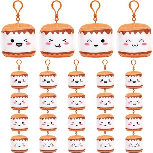 Tondiamo 24 Pcs S'more Backpack Keychain Bulk Camp Themed Gifts Cute Marshmallow Smores Keychains Cute Marshmallow Gift for Birthday Party Decorations Camp Gifts Accessories S'more Party Favors in Kuwait