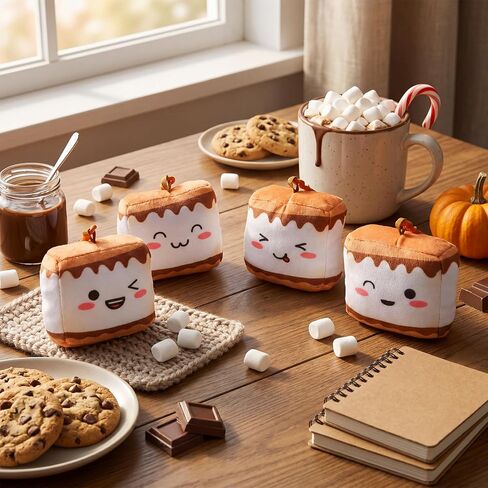 Tondiamo 24 Pcs S'more Backpack Keychain Bulk Camp Themed Gifts Cute Marshmallow Smores Keychains Cute Marshmallow Gift for Birthday Party Decorations Camp Gifts Accessories S'more Party Favors in Kuwait