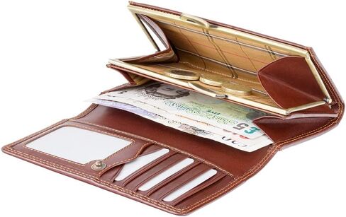 Visconti Women's Monza Leather Purse # MZ12 - Brown in Kuwait