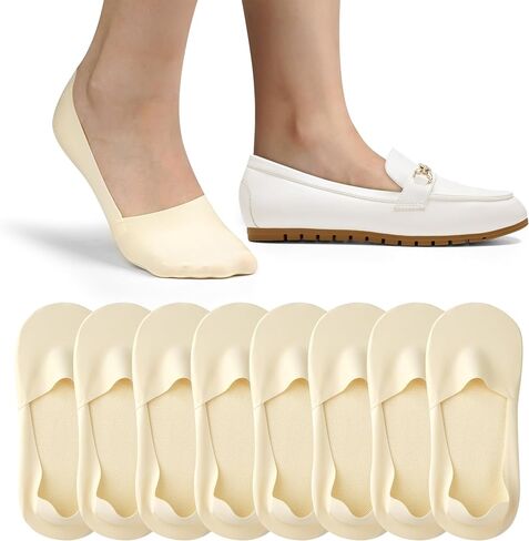No Show Socks for Women Non-Slip Thin Loafers Footies Socks, 4 Pairs, Size 11-12 in Saudi Arabia