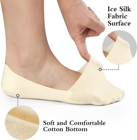 No Show Socks for Women Non-Slip Thin Loafers Footies Socks, 4 Pairs, Size 11-12 in Saudi Arabia