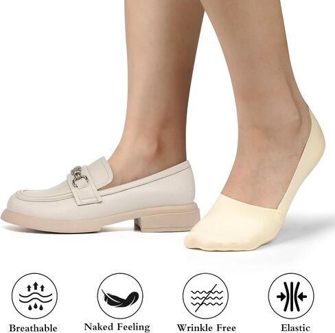 No Show Socks for Women Non-Slip Thin Loafers Footies Socks, 4 Pairs, Size 11-12 in Saudi Arabia