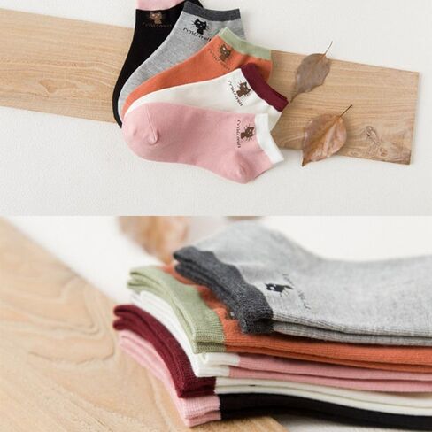 5 Pairs Comfortable Breathable Shallow Mouth Tube Socks Women Cotton Socks Boat Socks Ankle Low Sock(5 Pairs) in Kuwait