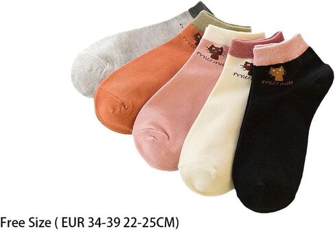 5 Pairs Comfortable Breathable Shallow Mouth Tube Socks Women Cotton Socks Boat Socks Ankle Low Sock(5 Pairs) in Kuwait