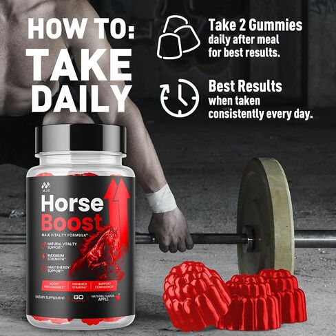 (2 Pack) Horse Boost Gummies for Men, Official Horse Boost Male Performance Support Supplement with All Natural Ingredients, Maximum Strength HorseBoost Advanced Mens Multivitamin Gummy (120 Gummies) in Saudi Arabia