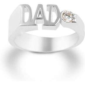 Claddagh Gold Men's Sterling Silver Personalized Birthstone Cubic Zirconia DAD Ring in Saudi Arabia