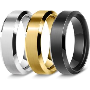 Stainless Steel Rings for Men Women Wedding Ring, Basic Flat Rings, Polished Matt Finish for Men - 3 Pack in Saudi Arabia