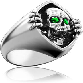 HAIXIAN Unisex S925 Sterling Silver Retro Skull Ring Jewelry for Women Men in Saudi Arabia