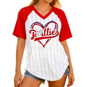 Baseball Jersey Women Striped Baseball Shirt V Neck Game Day Shirts Baseball Fan Team Short Sleeve Tee Tops in Saudi Arabia