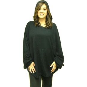 Belle Fare Black 100% Cashmere Hooded Knit Poncho Cape in Saudi Arabia
