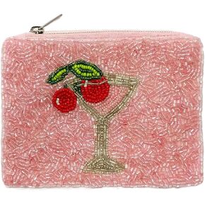 Ladies Cocktails Fully Beaded Coin Purse for Women, Coin Pouch Bag Handmade Small Change Purse Wallet in Kuwait
