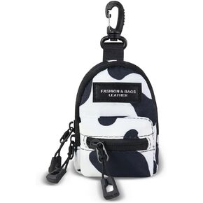 Outdoor Small Pouch with Carabiner Clip, 2-Layer Zipper Small Coin Purse with Detachable Neck Strap, Canvas Mini Bag Keychain for AirPod Earphone (Zebra) in Saudi Arabia