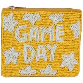 Fully Beaded GAME DAY Theme Coin Purse, Coin Pouch Bag Handmade Small Change Purse Wallet in Kuwait
