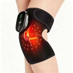 Knee Massager with Heat and Red Light, Knee Massager - Knee Heating Pad, Heated Knee Brace with 3 Heat & 3 Vibration, 5000 mAh, 1 Packs, Black in Saudi Arabia