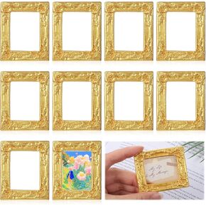 Tucnoeu 10 قطع إطارات صغيرة عتيقة، إطار صورة صغير باروكي عتيق، إطارات صور مصغرة، إطارات صغيرة مستطيلة للتعليق على الحائط إطار طاولة عرض لعيد الميلاد DIY مجوهرات عطلة الزفاف in Kuwait