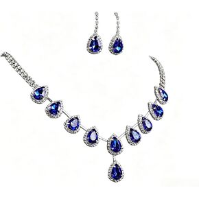 Two-piece Set Women's Blue Teardrop Crystal Jewelry Set, Pop Style Water Droplet Shaped Inlay, Ideal Gift for Birthday Anniversary,Gift for Her Party Wedding in Kuwait