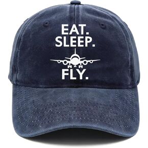 Pilot Gifts for Men, Aviation Gift for Aviator Attendant Aeronautics Aeronautical Student- Vintage Washed Hat for Birthday Christmas Graduation - Eat Sleep Fly - Adjustable Baseball Cap in Saudi Arabia