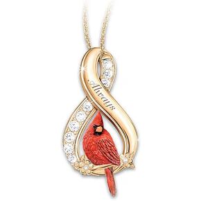The Bradford Exchange Cardinal Pendant Necklace with White Topaz and Infinity Symbol Tribute Design in Saudi Arabia
