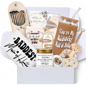 Bridesmaid proposal gifts for will you be my bridesmaid box – Baddest Bridesmaid Complete Gift,Best Friend Wedding Proposal Set: Cup, Candle, Makeup Pouch, Bath Bomb, Hair Clips in Saudi Arabia
