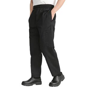 Men's Baggy Chef Pants Black Casual Cargo Pants Lightweight Elastic Waist Cook Work Pants for Kitchen & Restaurant in Saudi Arabia