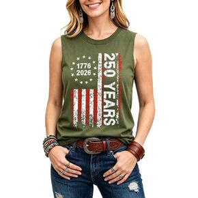 Women's 250th Anniversary America Tank Top 4th of July Sleeveless Tee Independence Day Graphic Shirt in Saudi Arabia