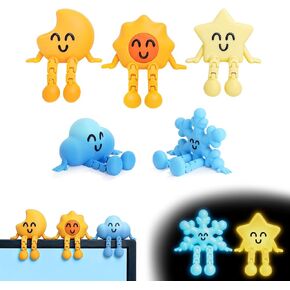 5 pcs 3D Printed Weather Buddy Computer Monitor Decor, 3D Printed Animal Decor for Stress Relief, Glow in The Dark Fidget Toys for Favors Birthday Gifts Desk Pets Office Home Decor in Saudi Arabia