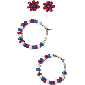 INK+ALLOY Game Day Earrings for Women, Beaded Hoops for College Football Fans, Handmade Jewelry for College Students, Alumni, Teachers, Team Gifts, 3/4-Inch in Kuwait