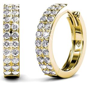 Cate & Chloe Alice 18k Gold-Plated 17mm Hoop Earrings with Round Cut Simulated Diamond Crystals, Classic Silver Hoops for Women, Gift for Her on Christmas, Birthday, and Anniversary in Kuwait