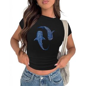 Shark Ocean Shirt Fish Shirts for Women Y2k Graphic Baby Tees Aesthetic Crop Tops Beach Tshirt Vacation Summer Top in Saudi Arabia