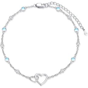 YYB Moonstone Bracelets for Women Love Heart Moonstone Adjustable Link Bracelet Summer Jewelry Anniversary Birthday Mothers Day Gifts for Mom Her Girlfriend Sister in Saudi Arabia