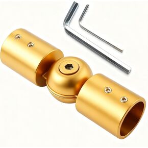 SVNR Heavy Duty 1 Inch Bay Window Corner Curtain Rod Connector, Set of 2 Black Stainless Steel Metal Hinged Elbow Connectors with Screwdriver for Easy Installation in Saudi Arabia