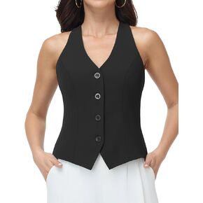 Vest Tops for Women V Neck Racerback Suit Vest | Button Down, Blazer Waistcoat, Dressy Casual in Saudi Arabia