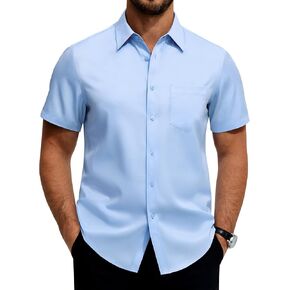 Lion Nardo Stretch Mens Dress Shirts Untucked Short Sleeve Button Down Shirts Casual Stain Shield Wrinkle Free Dress Shirt in Saudi Arabia