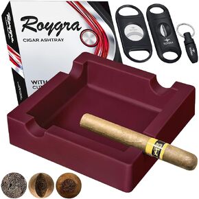 roygra Outdoor Ashtray, Ash Tray Outdoors, Cigar Ashtray for Outside Patio with 3 Cutter, Silicone Ashtrays for Outdoors with 4 Holder, Cigars Smoking Accessories for Men, Home Décor Smokers Indoor in Saudi Arabia