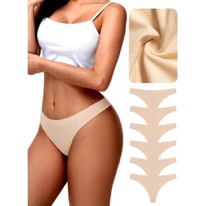HONENNA Seamless Underwear for Women, No Show Mesh Thongs Breathable Panties, Laser Cut Comfortable Low Rise Thong,6-Pack in Kuwait
