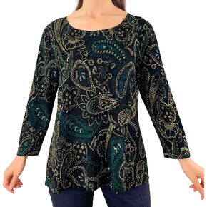 Brittany Black Women’s Floral Tunic Shirt Knit Top in Saudi Arabia