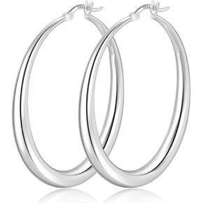 S925 Sterling Silver Hoop Earrings Large Hoop Earrings for Women Hypoallergenic Lightweight Thick Big 14K Gold Hoops Earrings 40/50/60mm in Saudi Arabia
