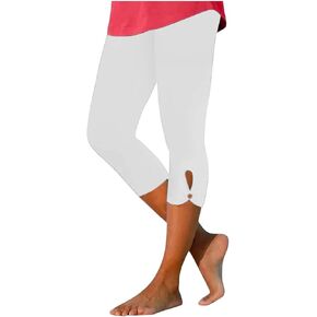 Women’s Capri Leggings 2026 High Waisted Stretchy Yoga Pant with Cutout Hem Soft Workout Leggings Lightweight Ladies Clothing in Kuwait