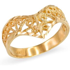 Modern Contemporary Rings Filigree Chevron Ring for Women in Fine 10k Yellow Gold in Saudi Arabia