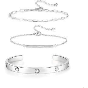 ZHESHY Gold Silver Bracelets for Women Trendy Non Tarnish Dainty 14k Gold Plated Bangle Adjustable Cuff Bracelet Stack Stackable Friendship Bracelets Set Tennis Chain Waterproof Jewelry Gifts in Saudi Arabia
