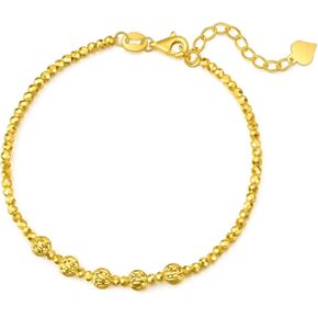 CHOW SANG SANG 999 24K Gold Essence Price-by-Weight 3.36g Gold Beads, Bead Chain Bracelet for Women 93853B | 7 Inches, (18 CM) in Kuwait