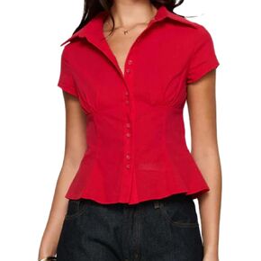 Women Gingham Top Short Sleeve Button Up V Neck Plaid Shirt Y2K Fairy Grunge Coquette Shirt in Saudi Arabia