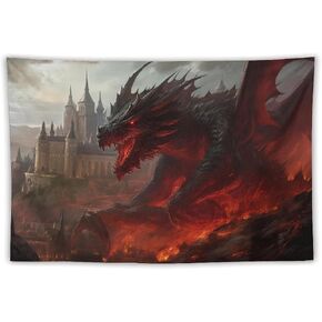 FeoYoed Tapestry Wall Hanging Aesthetic Decoration For Bedroom Living Room Wall Art Tapestries Fantasy Animal Dragons & Humans War 60"x90" in Saudi Arabia