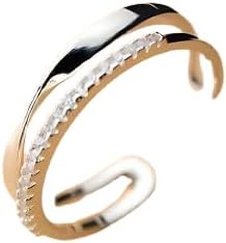 S925 sterling silver double-layer inlaid ring simple personality creative hobbies open finger ring jewelry in Saudi Arabia