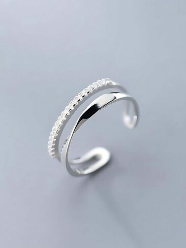 S925 sterling silver double-layer inlaid ring simple personality creative hobbies open finger ring jewelry in Saudi Arabia
