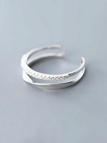 S925 sterling silver double-layer inlaid ring simple personality creative hobbies open finger ring jewelry in Saudi Arabia
