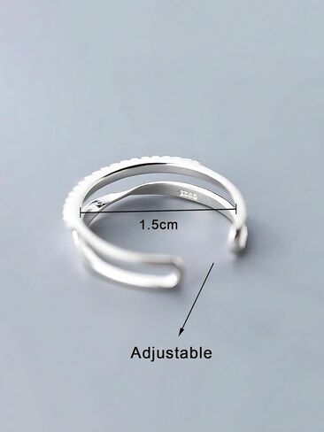 S925 sterling silver double-layer inlaid ring simple personality creative hobbies open finger ring jewelry in Saudi Arabia