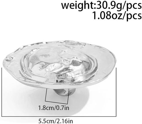 Chunky Gold/Silver Pleated Round Hat Ring for Women, Unique Exaggerated Large Geometric Index Finger Rings Simple Party Prom Jewelry Gift Accessories in Saudi Arabia