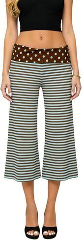 Seyumixi Women Fold Over Flare Capri Yoga Pants Low Rise Wide Leg Cropped Lounge Pants Capris Flowy Gaucho Culottes in Saudi Arabia