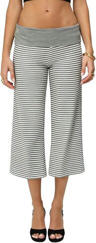 Seyumixi Women Fold Over Flare Capri Yoga Pants Low Rise Wide Leg Cropped Lounge Pants Capris Flowy Gaucho Culottes in Saudi Arabia
